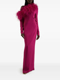 Taller Marmo Feather Trimmed One Shoulder Dress — Same as shown — Size XS — Front View