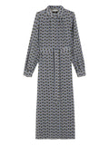 Weekend Max Mara Printed Silk Maxi Shirt Dress — Blue/ Red — Size S — Front View