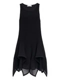 Alaia Sleeveless Ruffled Hem Midi Dress — Black — Size XS — Front View