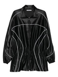 Alexander Wang Reflective Piping Drop Waist Mini Dress — Black — Size XS — Front View