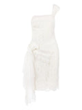 Valentino Garavani Floral Lace One Shoulder Midi Dress — White — Size XS — Front View