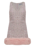 Self Portrait Embellished Fur Trimmed Dress — Pink — Size S — Front View
