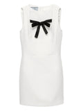 Prada Bow Detail Sleeveless Dress — White — Size XS — Front View