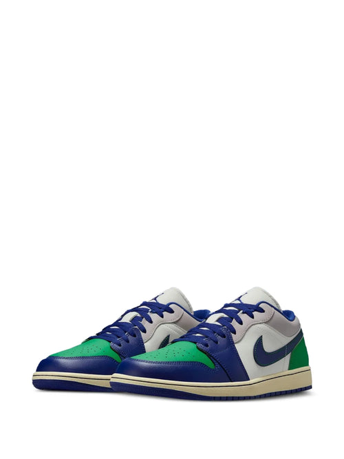 Air Jordan 1 Low Rare Air Sneakers — Blue/White/Green — Size US M 10.5 - US W 12 — Side View