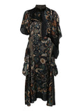 Sacai Paisley Print Layered Midi Dress — Black/ Red — Size XS — Front View
