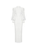 Vestiaire Dun Oiseau Libre Pearl High Neck Maxi Dress — White — Size XS — Front View