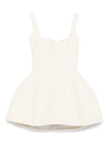 Vestiaire Dun Oiseau Libre Square Neck Flared Mini Dress — White/ Red — Size XS — Front View