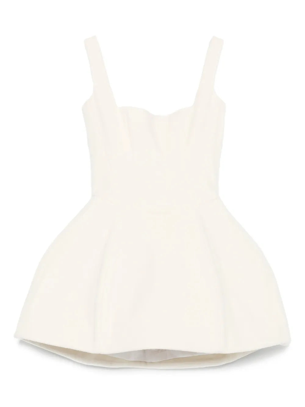 Vestiaire Dun Oiseau Libre Square Neck Flared Mini Dress — White/ Red — Size XS — Front View