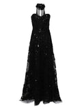 Saiid Kobeisy Embroidered Strapless Gown — Black/ Red — Size S — Front View
