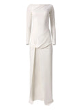 Moos Studio Flow Knot Front Side Slit Maxi Dress — White — Size XS — Front View