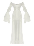 Blumarine Buttoned Silk Chiffon Dress — White/ Red — Size XS — Front View