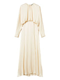 Twinset Gathered Bodice Satin Dress — Red/ Cream — Size XS — Front View