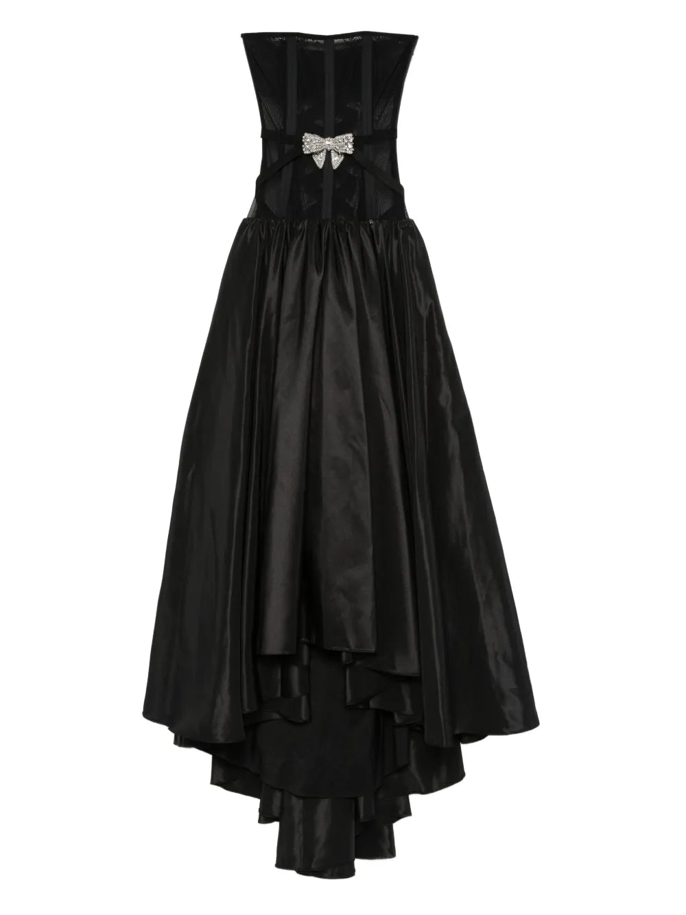 Nissa Bow Embellished Maxi Dress — Black/ Red — Size XS — Front View