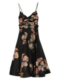 Zimmermann Hypnotic Twist Floral Print Midi Dress — Black — Size XS — Front View