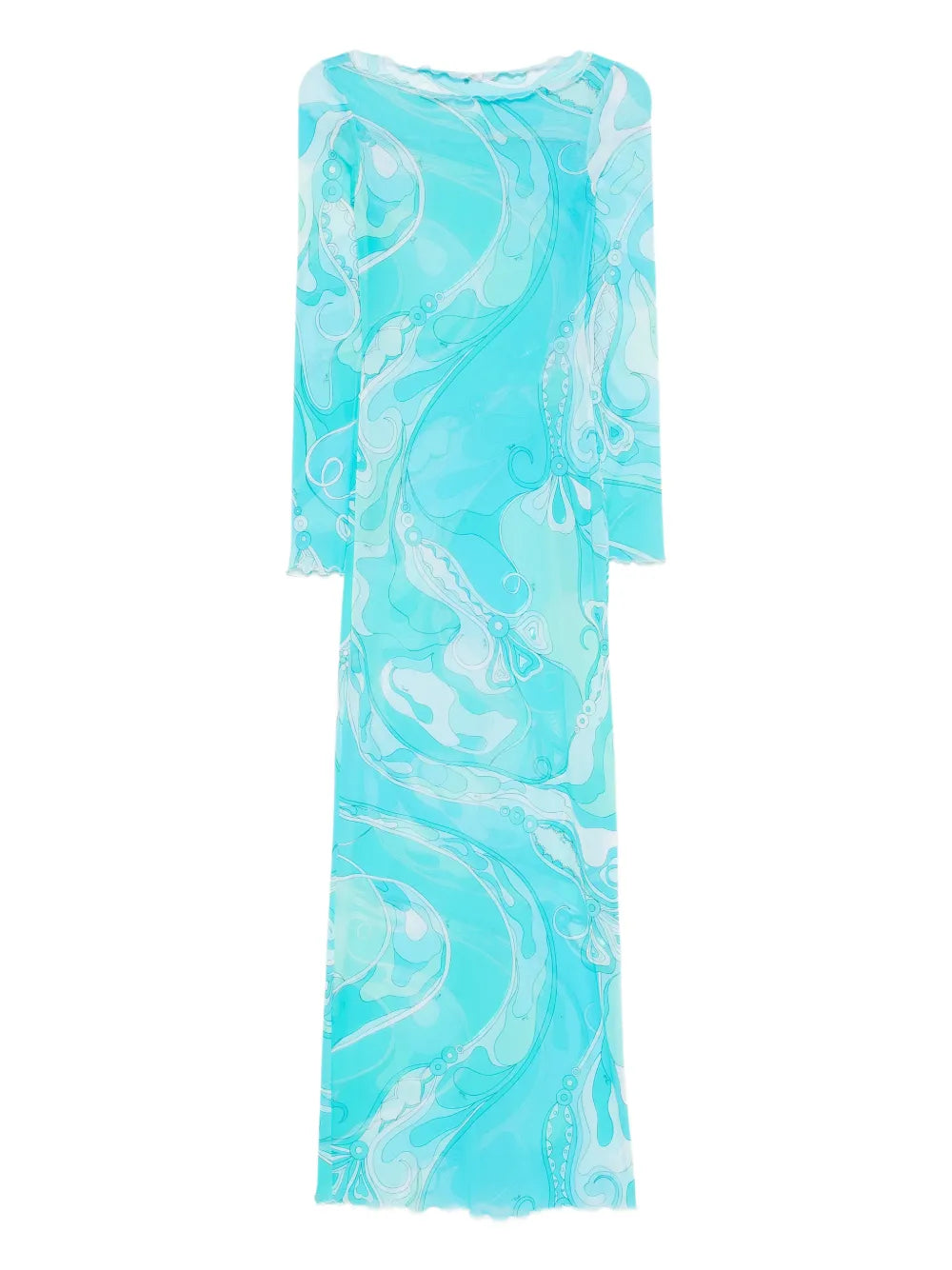 Pucci Orchidee Print Maxi Dress — Blue — Size XS — Front View