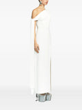 Solace London Irina One Shoulder Draped Maxi Dress — White — Size XS — Front View