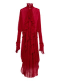 Blumarine Ruffled Maxi Dress — Red — Size XS — Front View