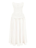 Post Meridiem Serment Buttoned Corset Maxi Dress — White — Size S — Front View