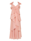 Aje Gracie Ruffled Bow Maxi Dress — Pink — Size XS — Front View