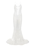 Norma Kamali Fara Sequin Embellished Gown — White — Size XS — Front View