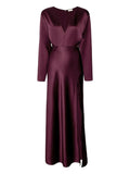 Lapointe V Neck Side Slit Dress — Purple — Size S — Front View