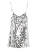 Retrofete Tula Sequin Mini Dress — Silver — Size XS — Front View