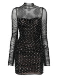 Retrofete Cossette Embellished Mini Dress — Black — Size XS — Front View