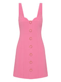 Rebecca Vallance Muriel Buttoned Mini Dress — Pink — Size XS — Front View