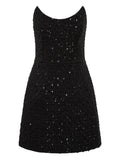 Rebecca Vallance Neve Sequin Embellished Mini Dress — Black — Size S — Front View