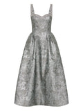 Rebecca Vallance Embellished Sterling Midi Dress — Silver — Size XS — Front View