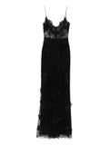 Nissa Floral Embellished Lace Maxi Dress — Black — Size XS — Front View