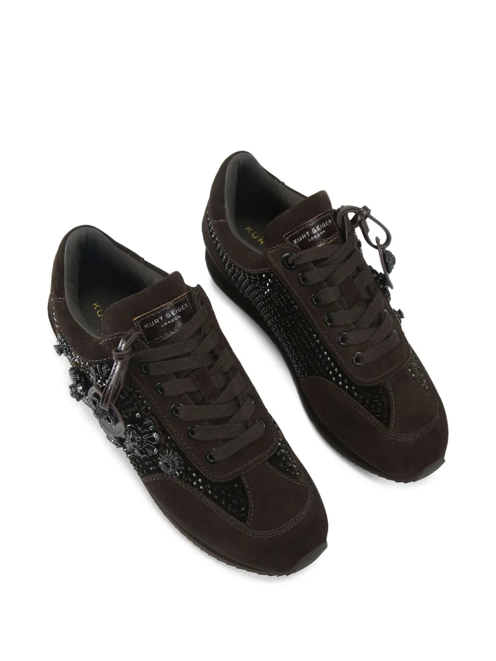 Kurt Geiger London Chelsea Jewel Tag — Dark Brown — Size US M 3.5 - US W 5 — Side View