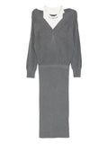 Liu Jo V Neck Knitted Dress — Grey — Size XS — Front View