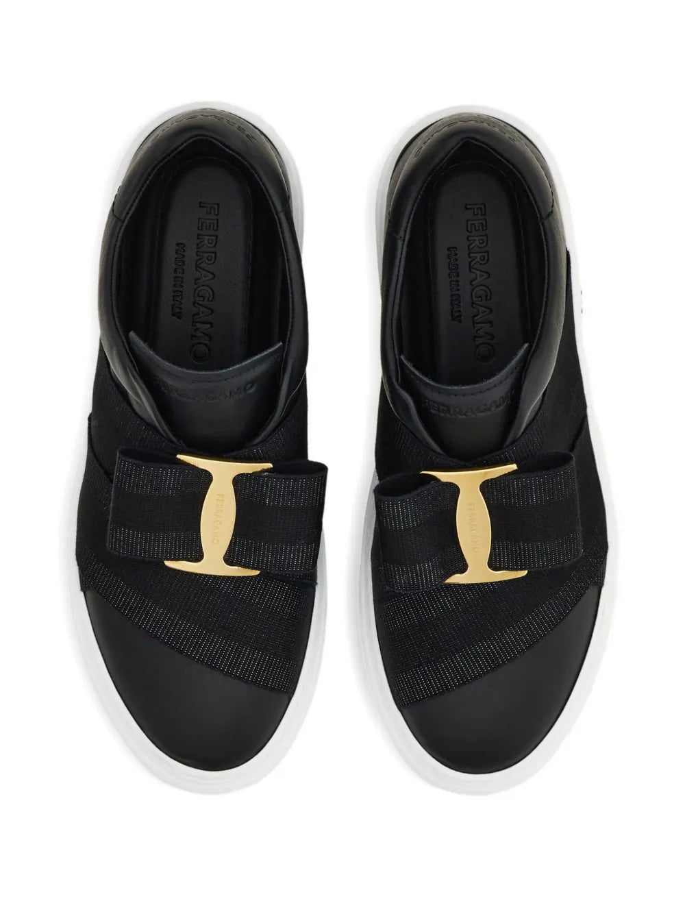 Ferragamo Bow Gancio Slip-On — Black — Size US M 3.5 - US W 5 — Top View
