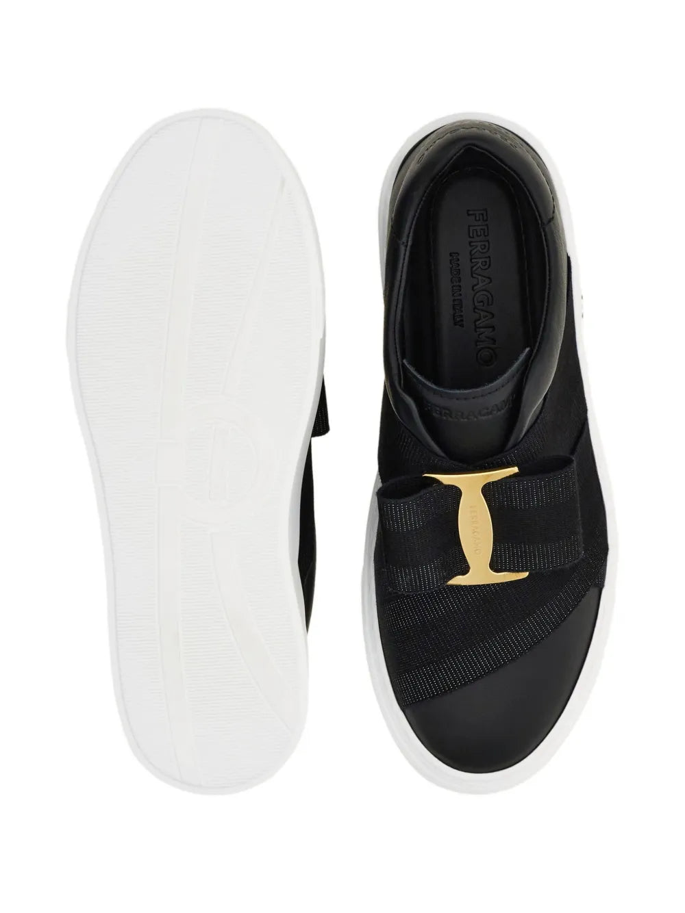 Ferragamo Bow Gancio Slip-On — Black — Size US M 3.5 - US W 5 — Back View