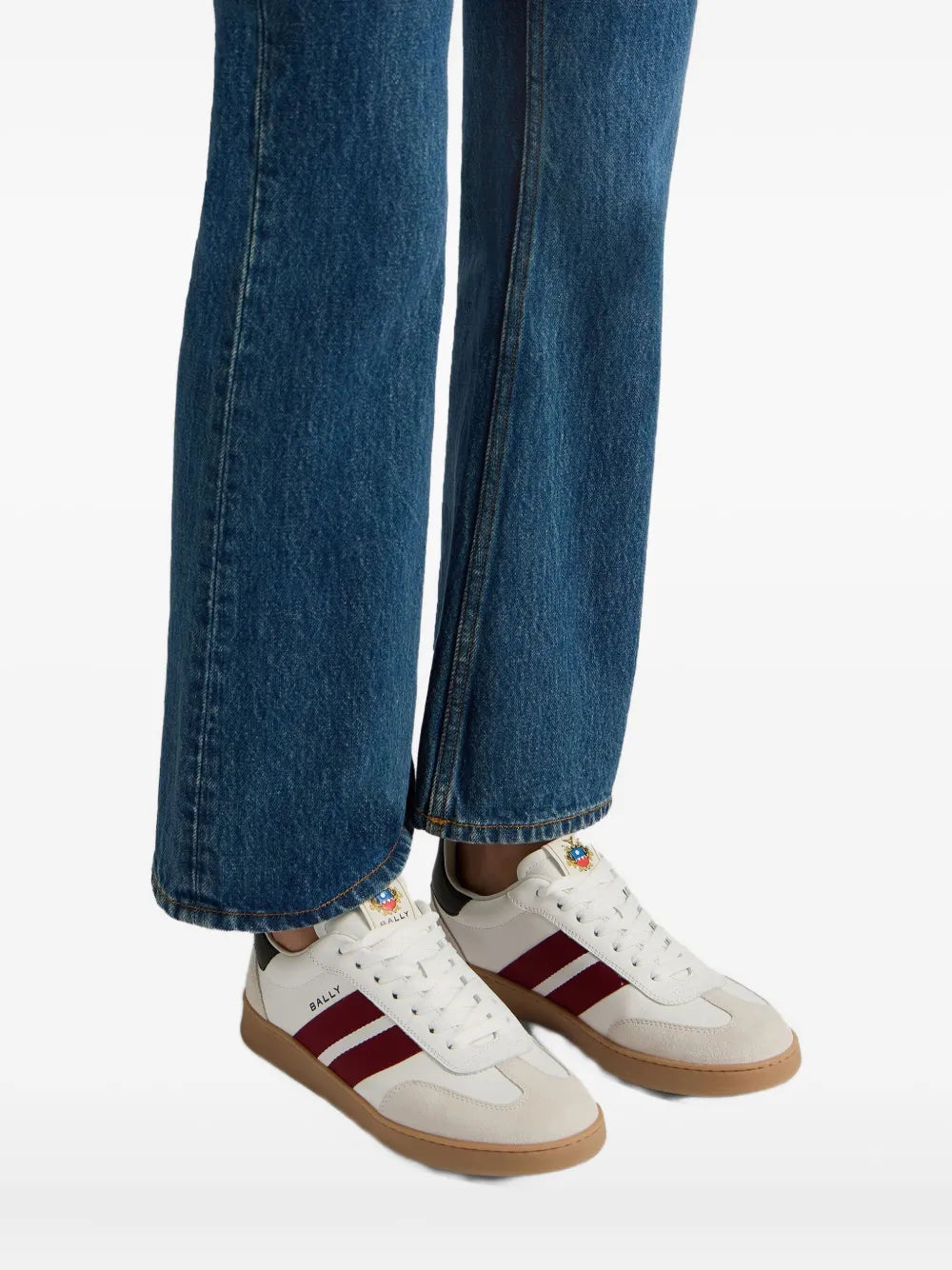 Bally Retro Crest Striped Leather — White — Size US M 3.5 - US W 5 — Detail View