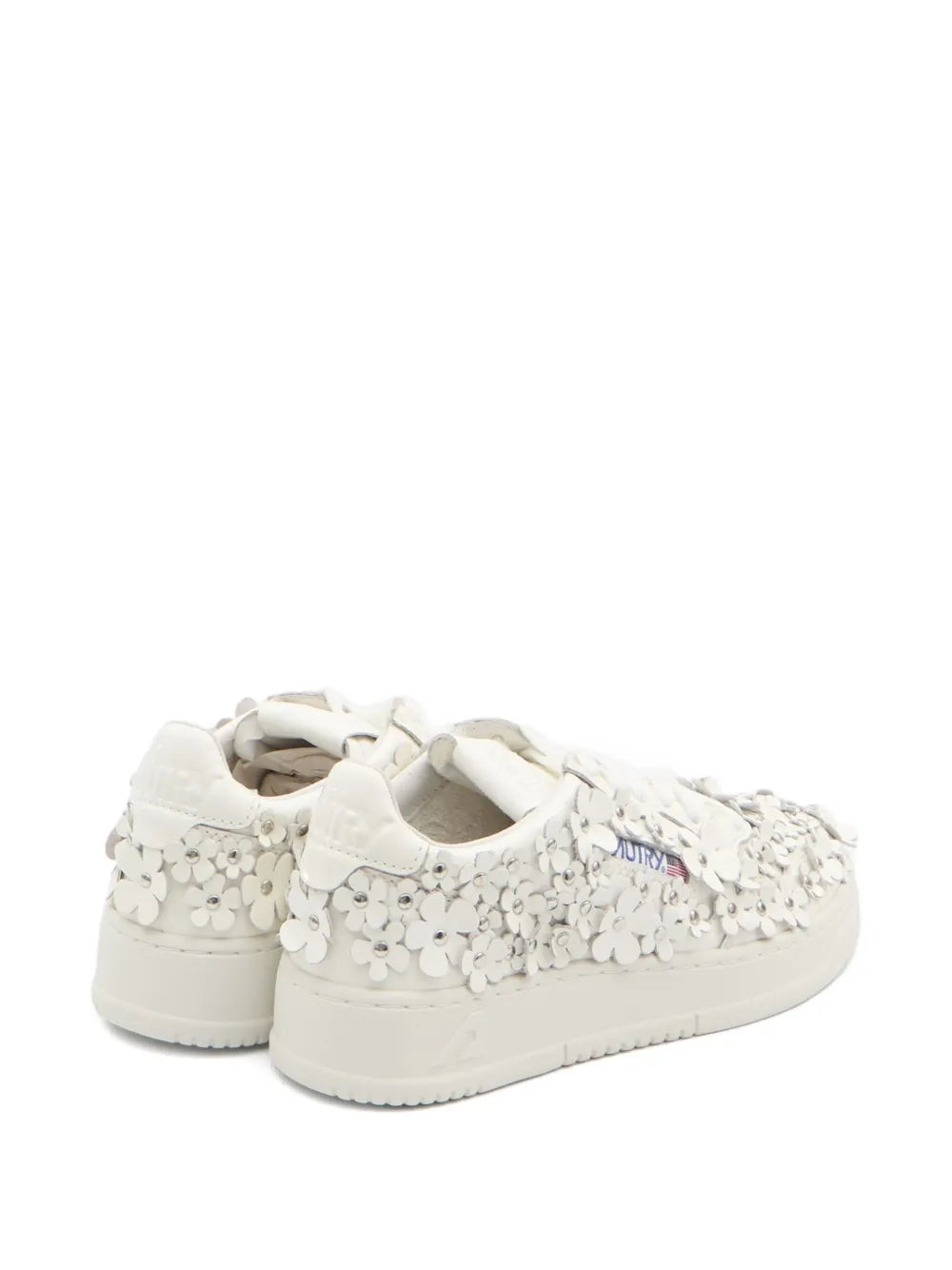 Autry Medalist Floral-Embellished — White — Size US M 3.5 - US W 5 — Top View