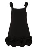 Self Portrait Floral Applique Mini Dress — Black — Size XS — Front View