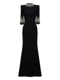 Jenny Packham Llana Maxi Dress — Black — Size XS — Front View