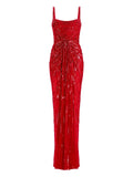 Jenny Packham Sequin Embellished Chrissy Dress — Red — Size XS — Front View