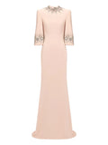 Jenny Packham Llana Embellished Maxi Dress — Pink — Size S — Front View