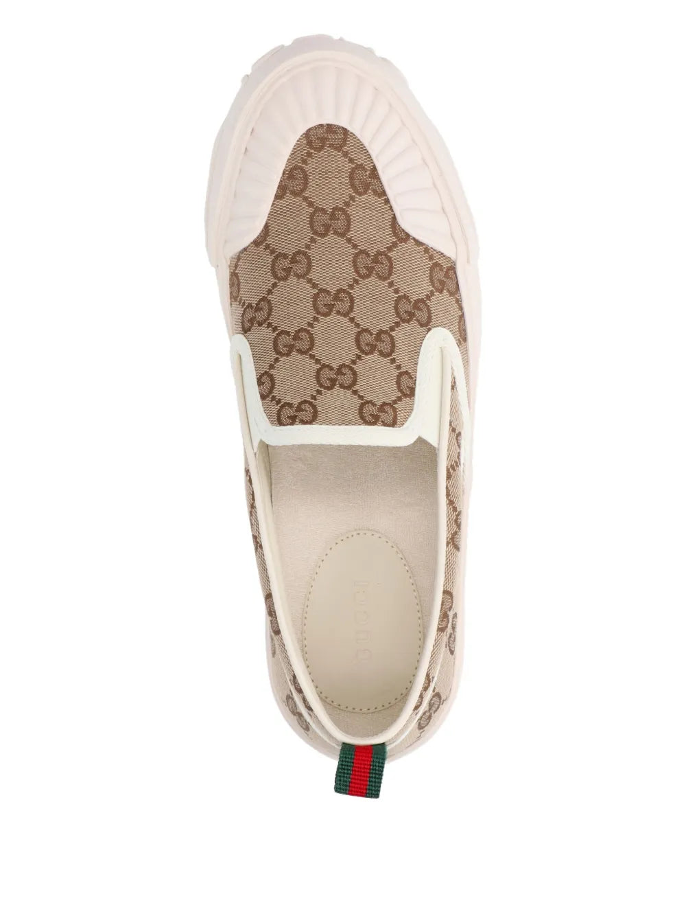Gucci Logo-Pattern Slip-On — Beige — Size US M 3.5 - US W 5 — Top View