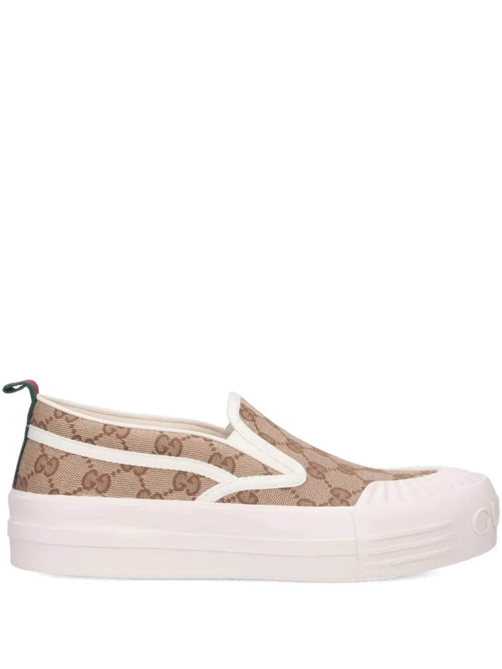 Gucci Logo-Pattern Slip-On — Beige — Size US M 3.5 - US W 5 — Front View