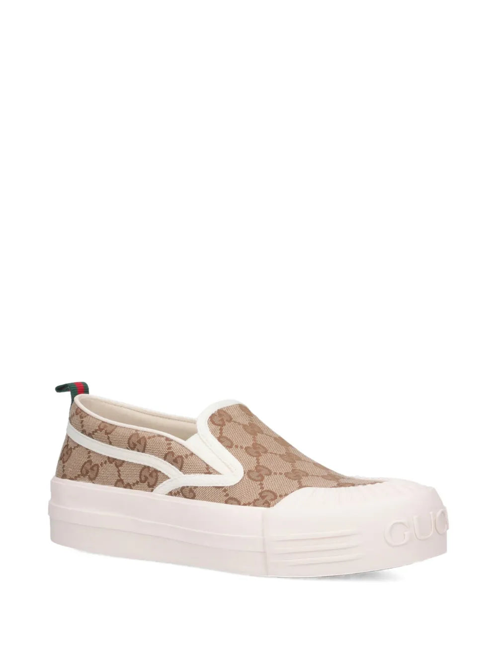 Gucci Logo-Pattern Slip-On — Beige — Size US M 3.5 - US W 5 — Side View