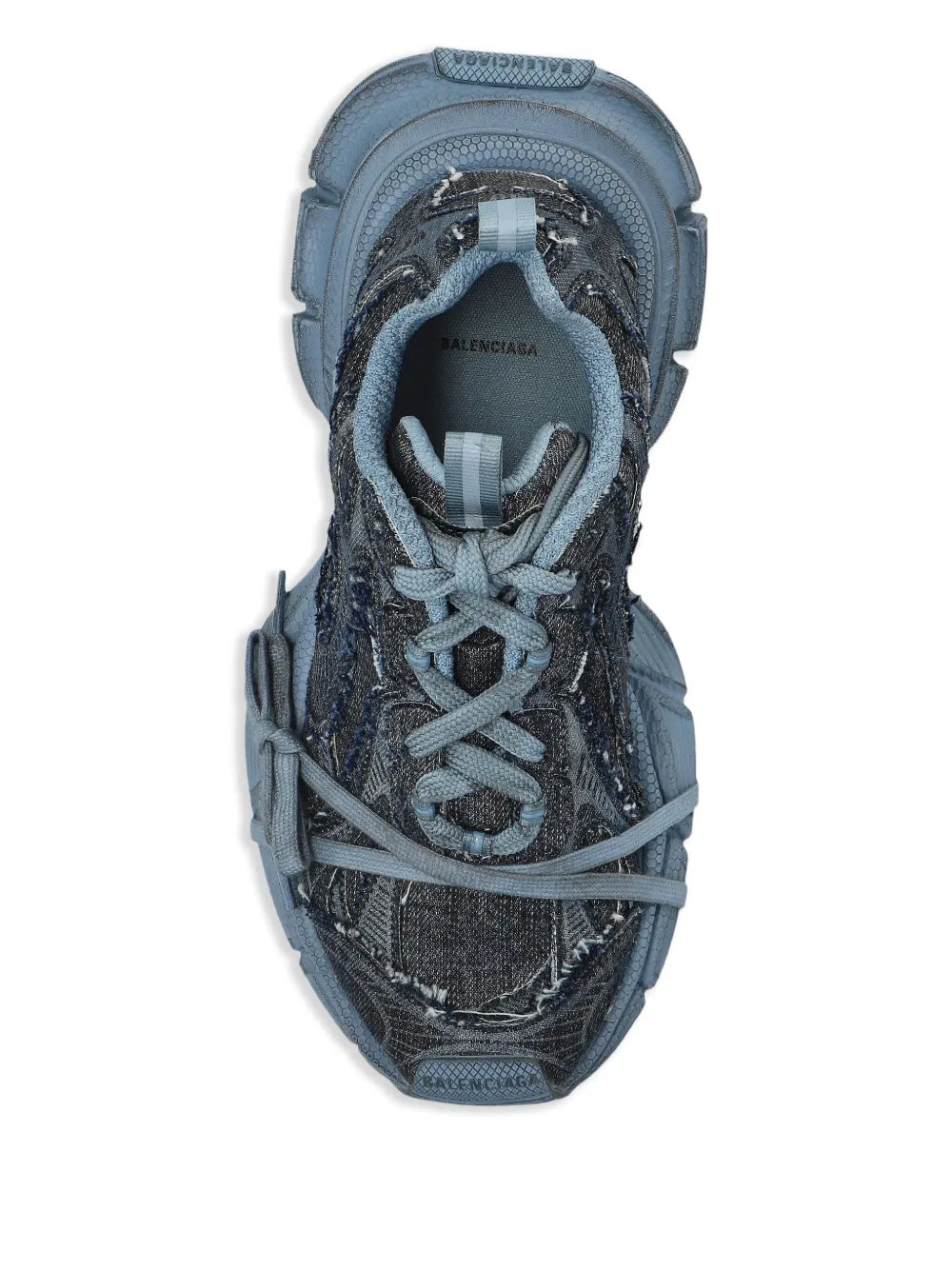 Balenciaga 3Xl Distressed Lace-Up — Blue — Size US M 3.5 - US W 5 — Back View