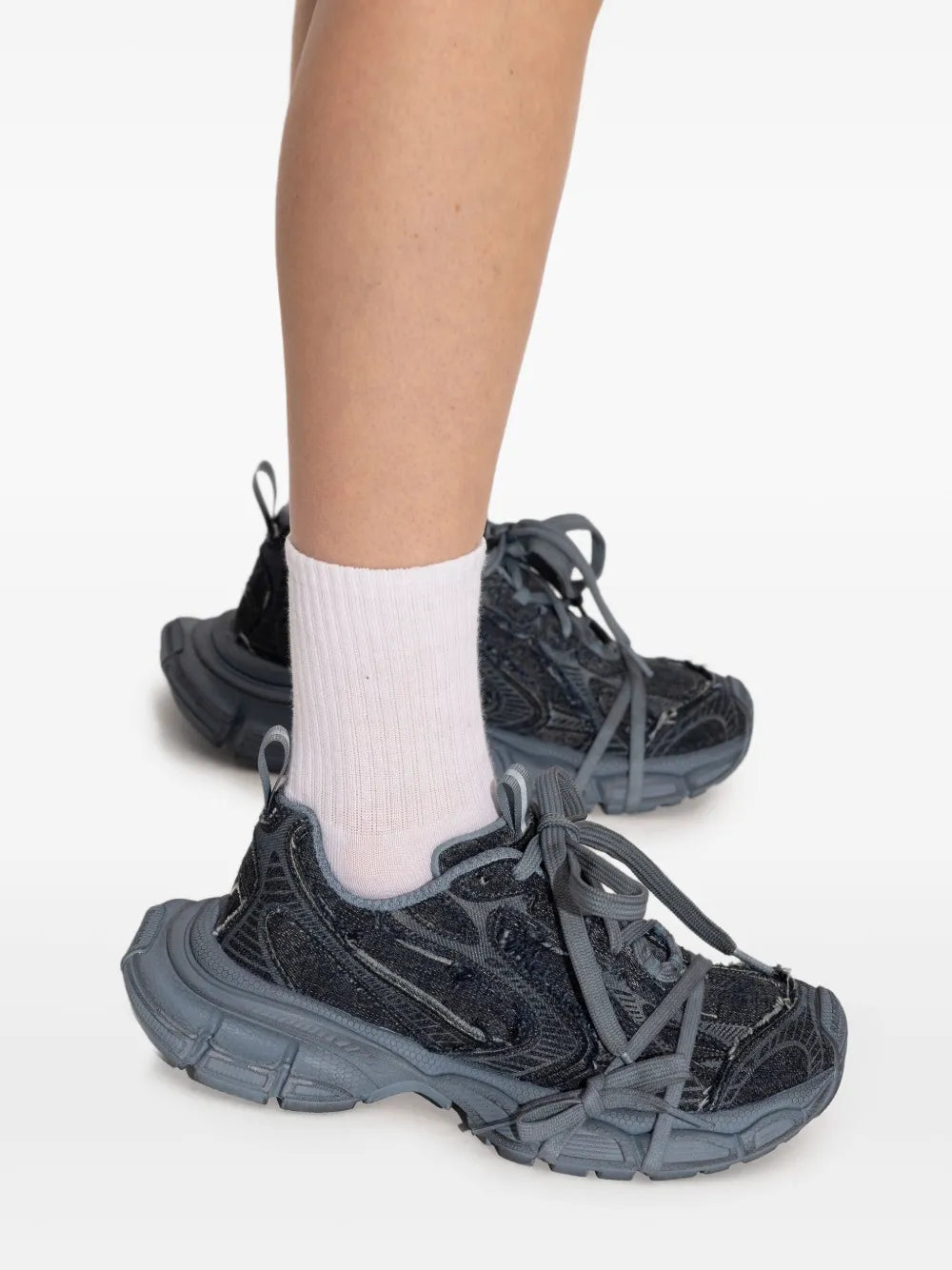 Balenciaga 3Xl Distressed Lace-Up — Blue — Size US M 3.5 - US W 5 — Detail View