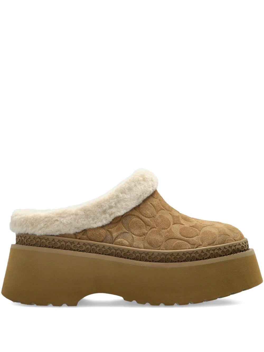Coach Monogram Suede Mules — Light Brown — Size US M 3.5 - US W 5 — Front View