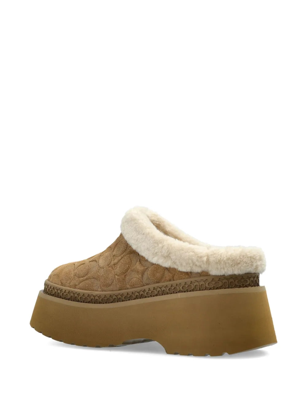 Coach Monogram Suede Mules — Light Brown — Size US M 3.5 - US W 5 — Top View