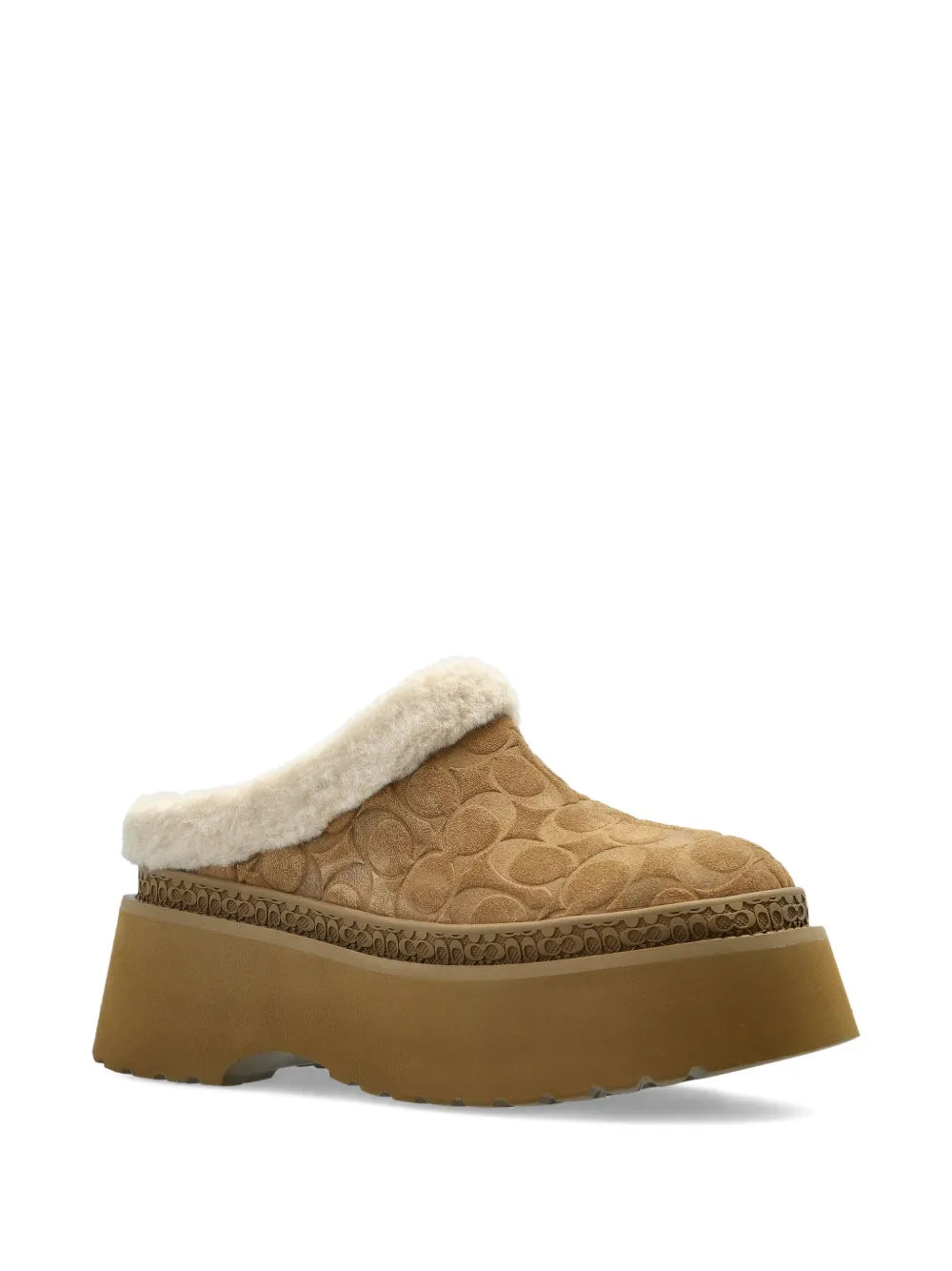 Coach Monogram Suede Mules — Light Brown — Size US M 3.5 - US W 5 — Side View