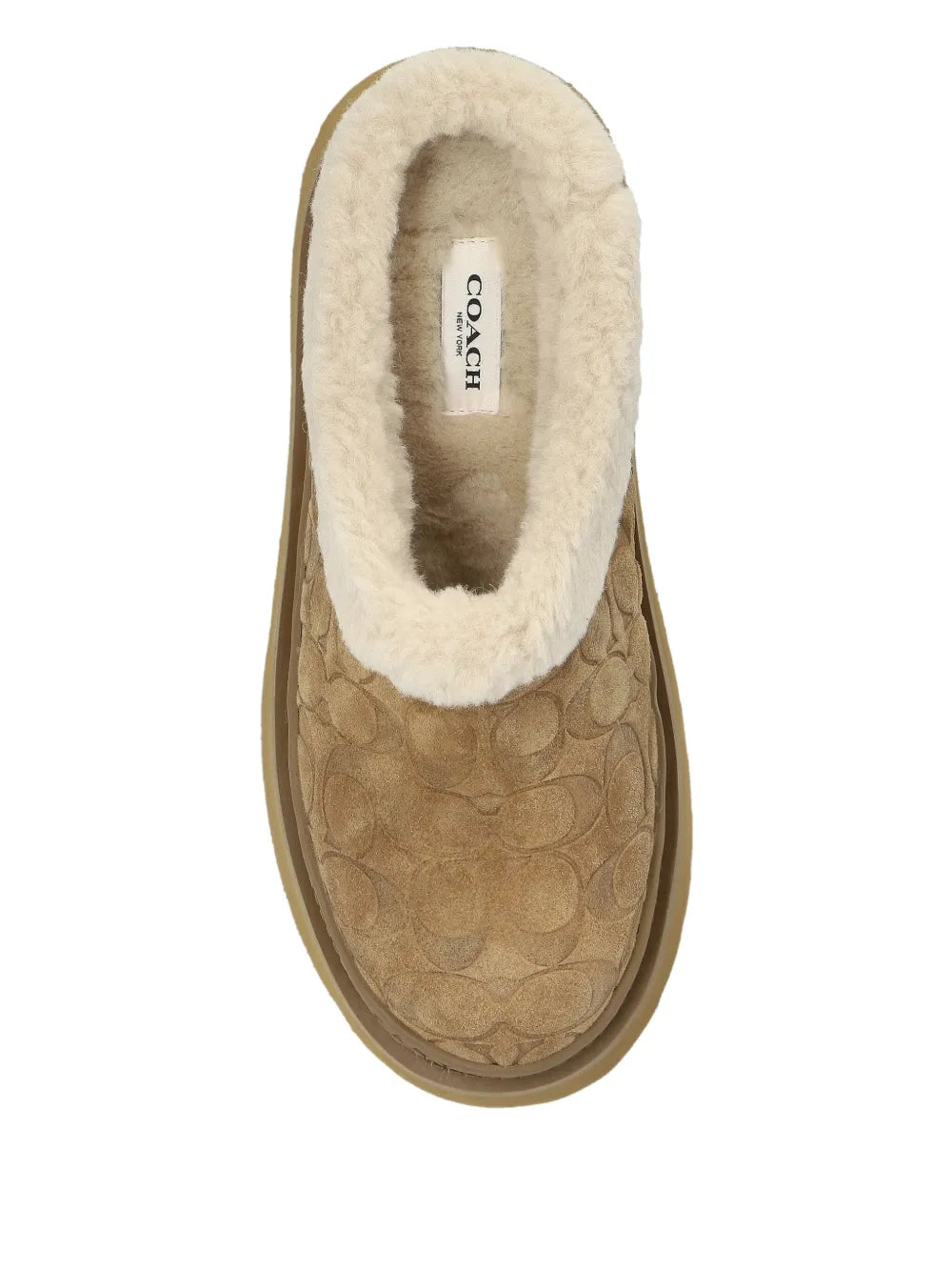 Coach Monogram Suede Mules — Light Brown — Size US M 3.5 - US W 5 — Back View